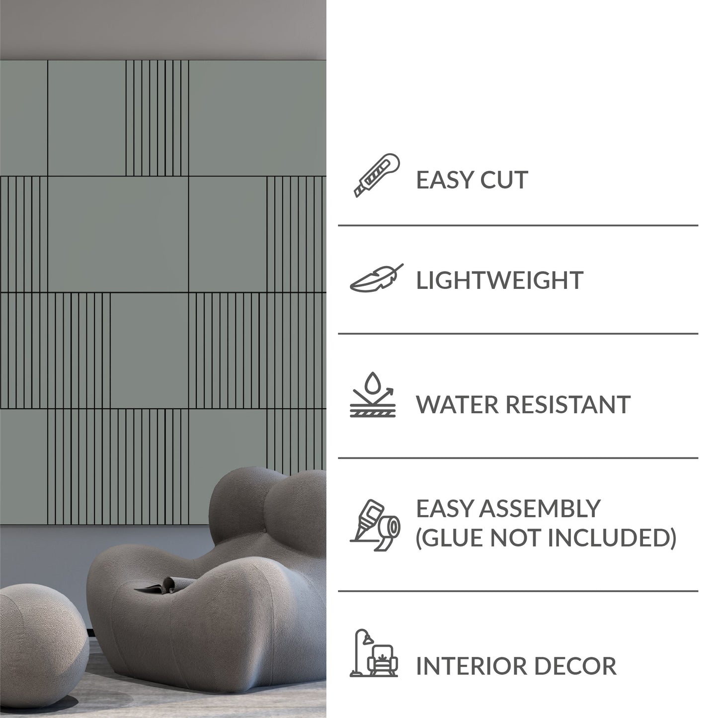 Middle Grey 3D Wall Panels-4