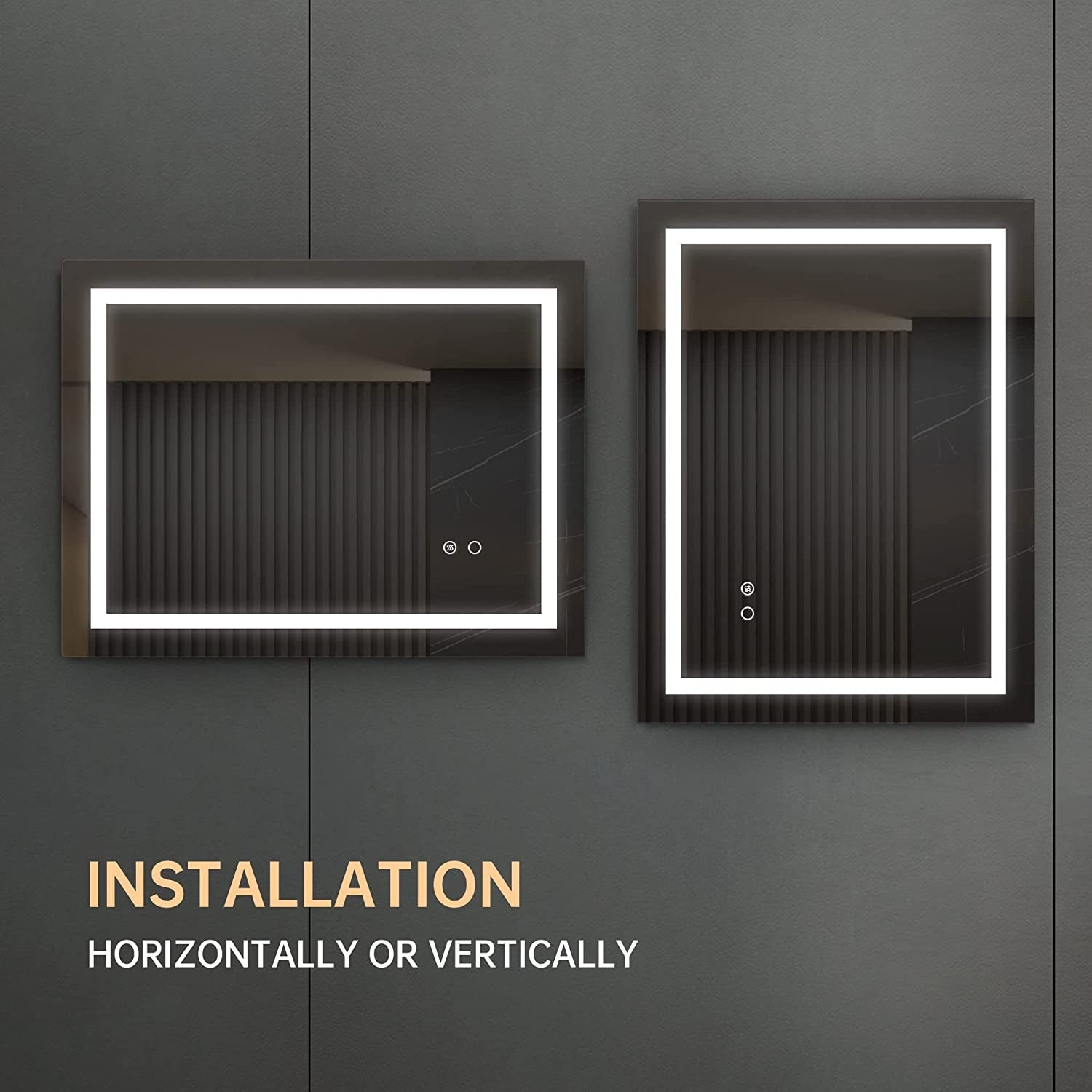 LED Wall Mounted Bathroom Mirror, Anti-Fog-2