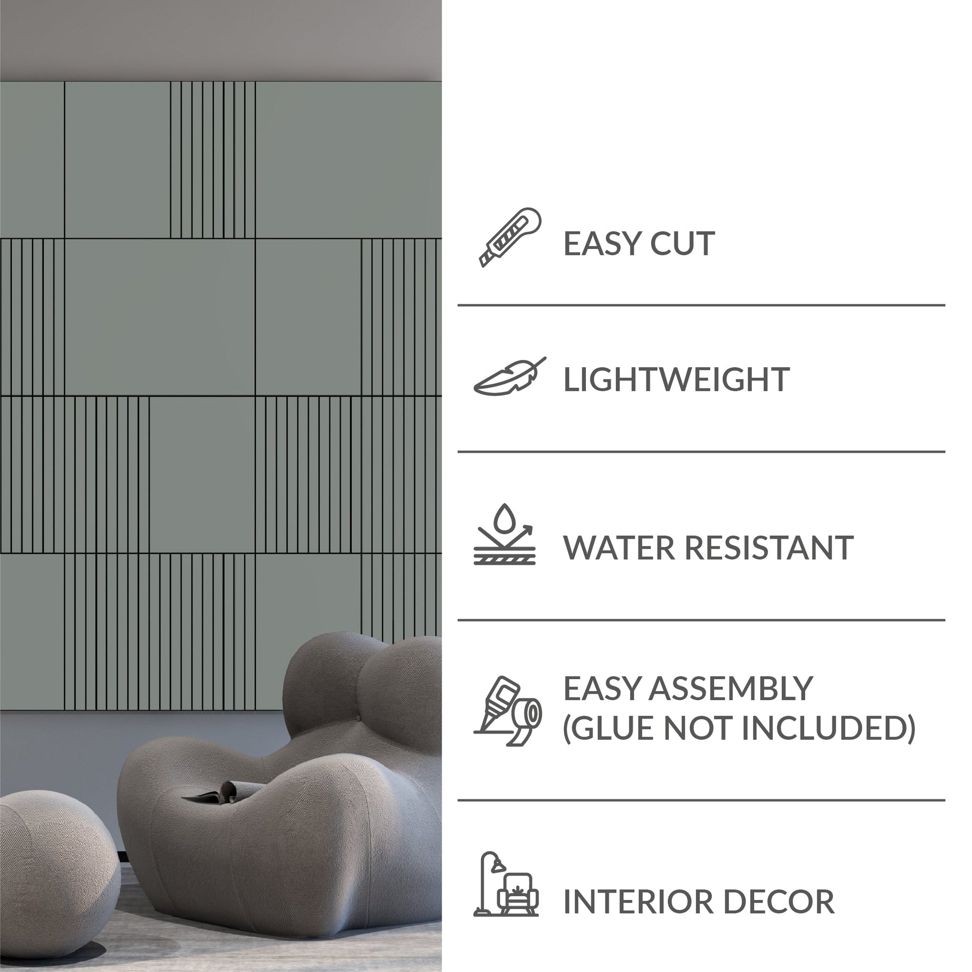Middle Grey 3D Wall Panels-4