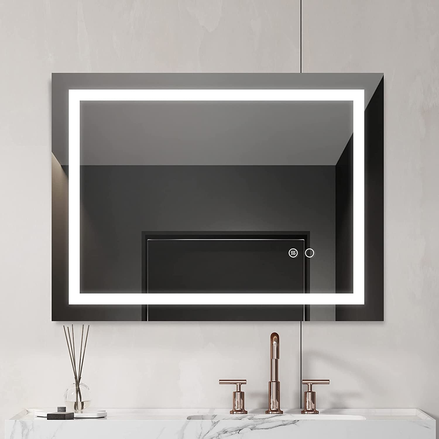 LED Wall Mounted Bathroom Mirror, Anti-Fog-0